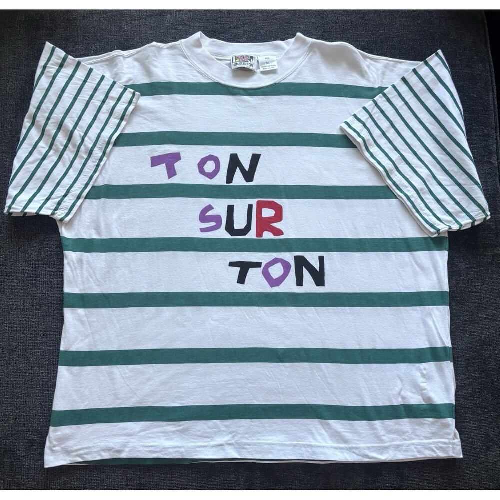 Vintage 80s/ 90s Ton Sur Ton Striped Graphic T Shirt 3/L